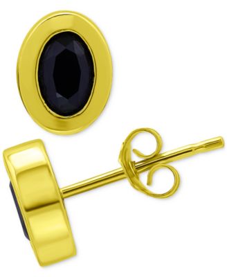 Giani Bernini - Black Cubic Zirconia Oval Bezel Stud Earrings in 18k Gold-Plated Sterling Silver