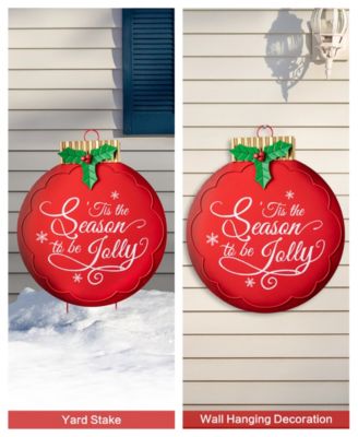 32"H Large Metal Christmas Ornament Yard Stake or Wall D&eacute;cor