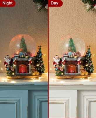 120mm Christmas Resin Lighted Musical Christmas Tree on Fireplace Waterglobe