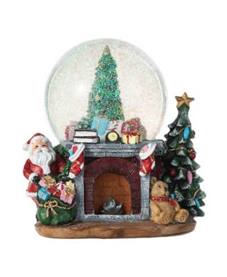 120mm Christmas Resin Lighted Musical Christmas Tree on Fireplace Waterglobe