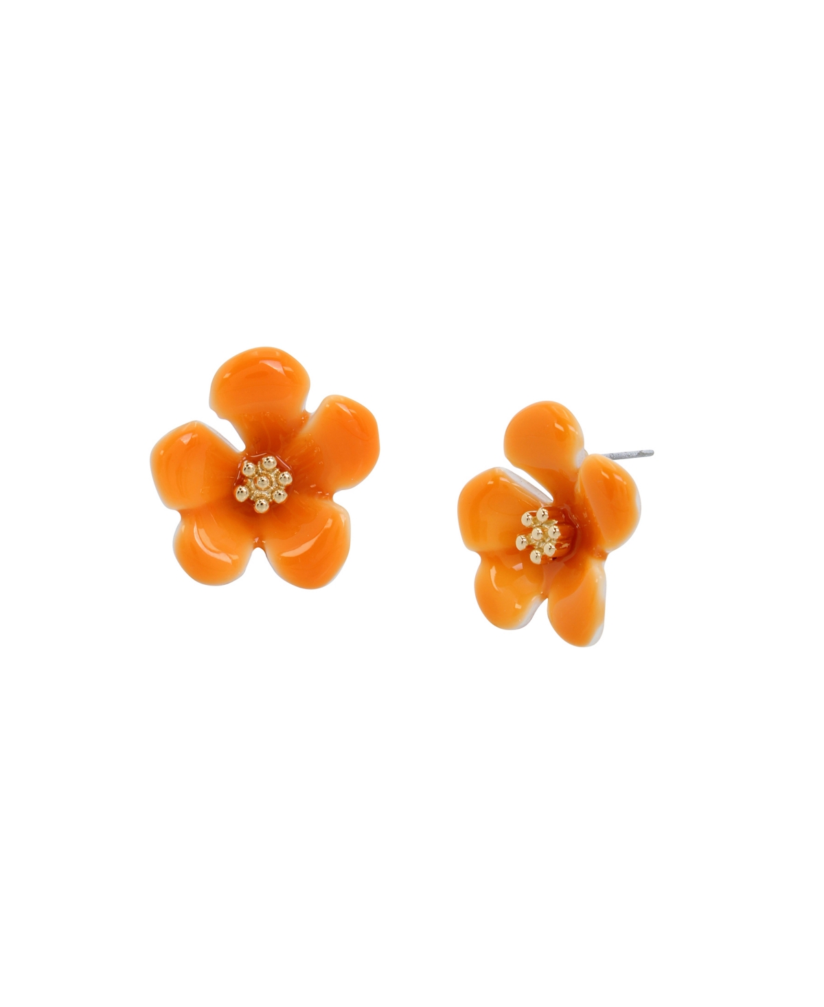 Shop Betsey Johnson Enamel Tropical Flower Stud Earrings In Orange