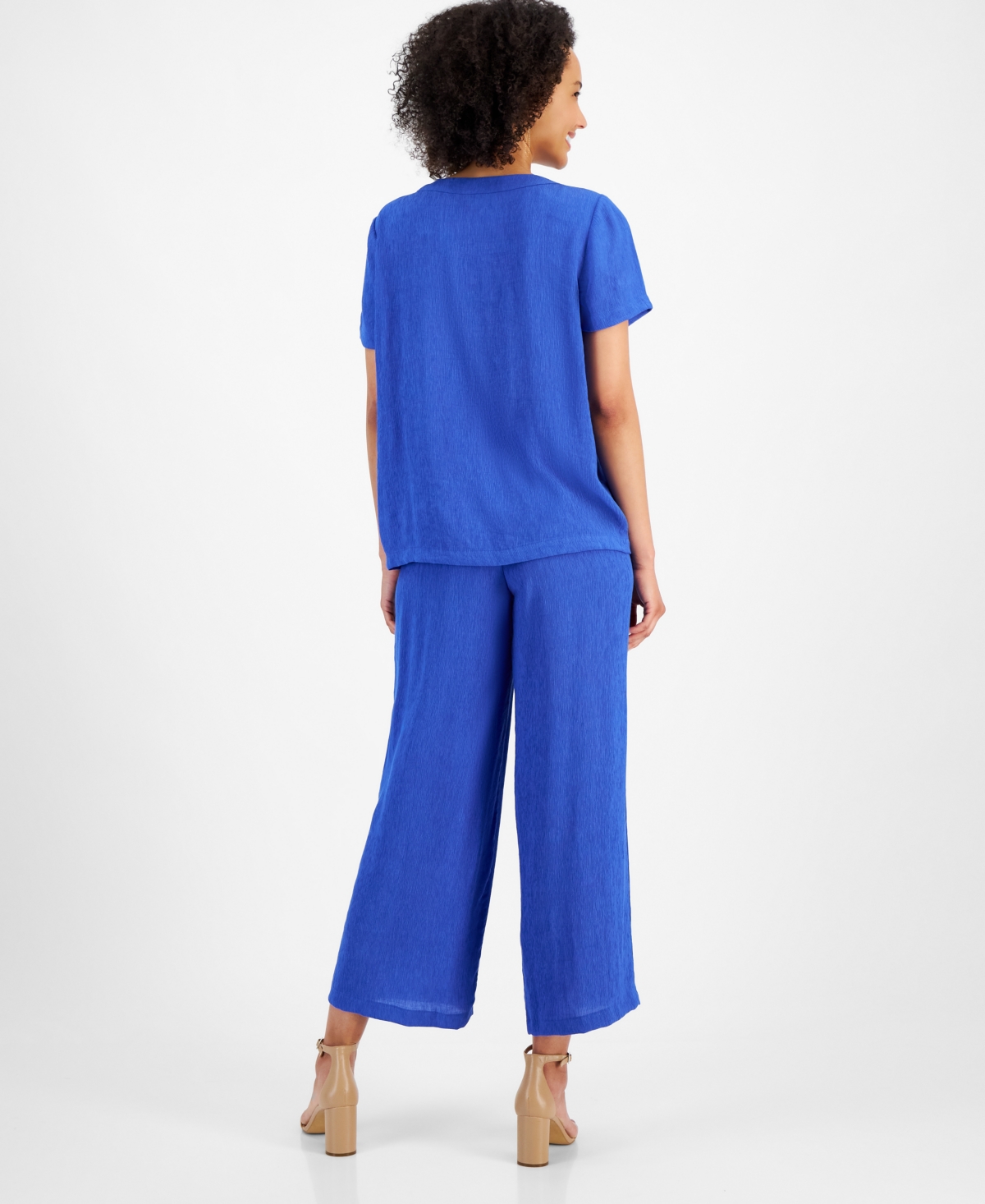 Jm Collection Women's High Rise Solid Plisse Pants, Created for Macy's
