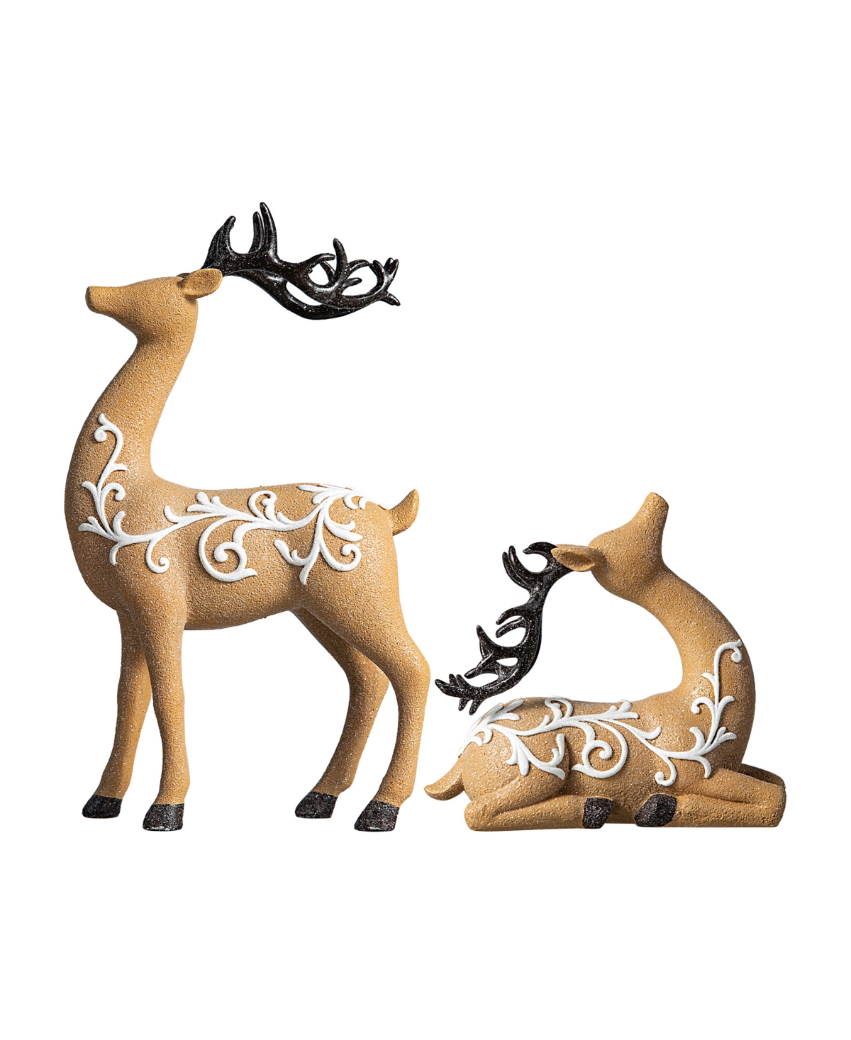 Glitzhome Set of 2 Resin Christmas Reindeer Table Decor