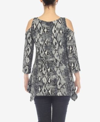 Women's Snake Print Cold Shoulder Tunic