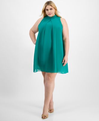 Robbie Bee - Plus Size Mock-Neck Swing Dress