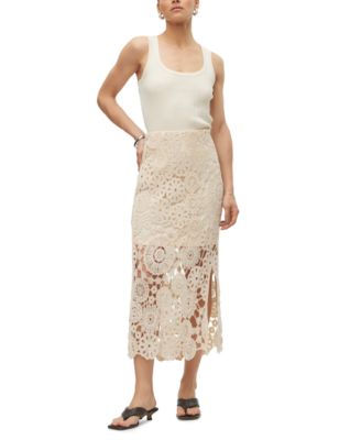Vero Moda - Women's Lili High-Rise Crotchet Midi Skirt