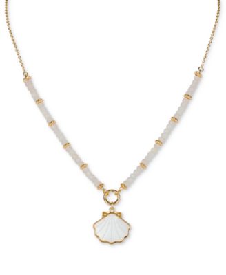 Patricia Nash - Gold-Tone Mother-of-Pearl Shell Beaded Pendant Necklace, 18" + 3" extender