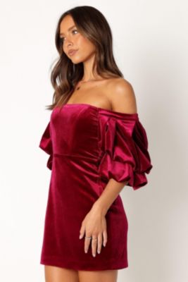 Womens Dali Off Shoulder Velvet Mini Dress