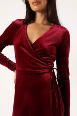 Womens Darby Long Sleeve Midi Dress - Burgundy