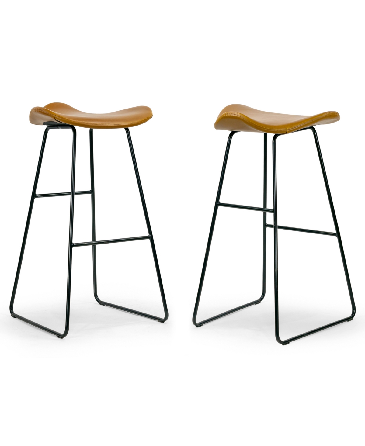 Shop Glamour Home 29.5" Aoi Polyester, Metal Barstool, Set Of 2 In Brown
