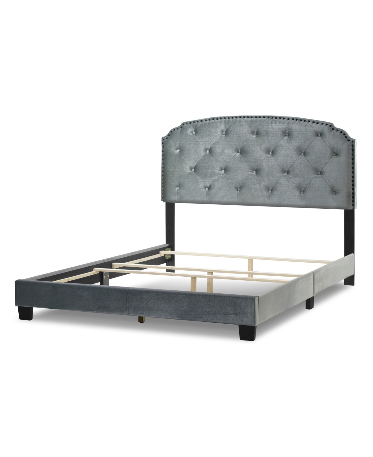 Glamour Home 51.75" Arin Fabric, Rubberwood Queen Bed In Grey