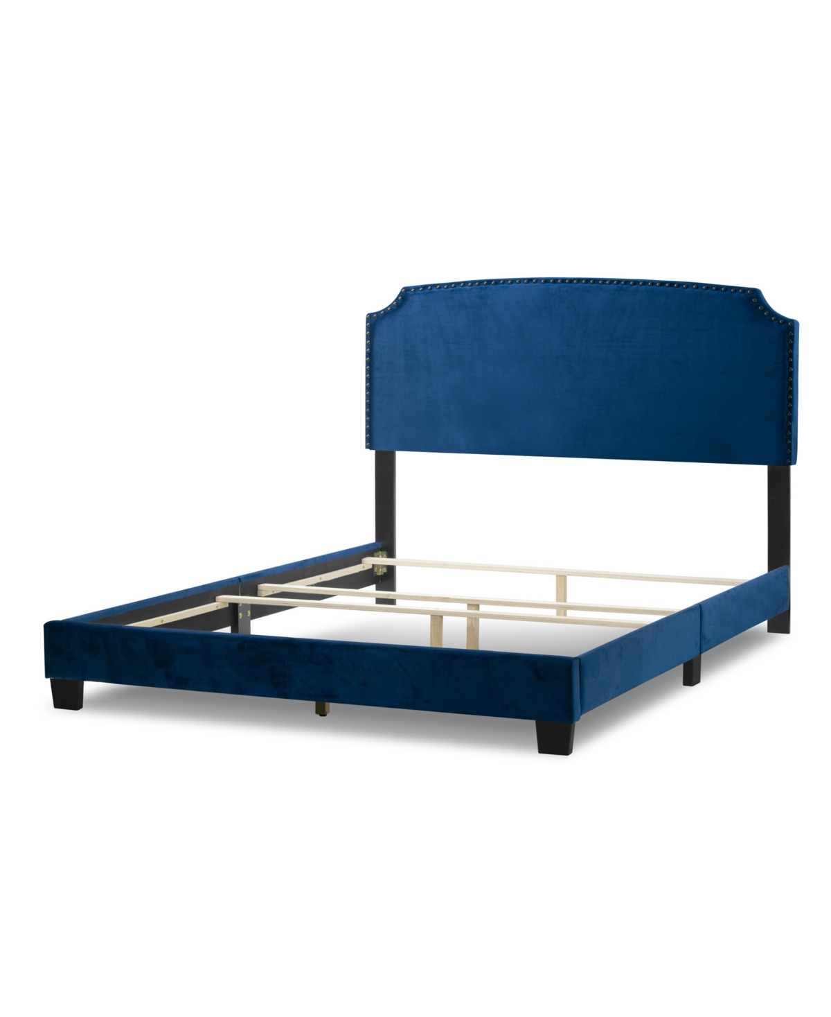 Glamour Home 48.25" Arezo Fabric, Rubberwood Queen Bed In Navy