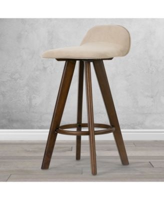 25.98" Asta Rubberwood, Fabric Counter Height Stool, Set of 2