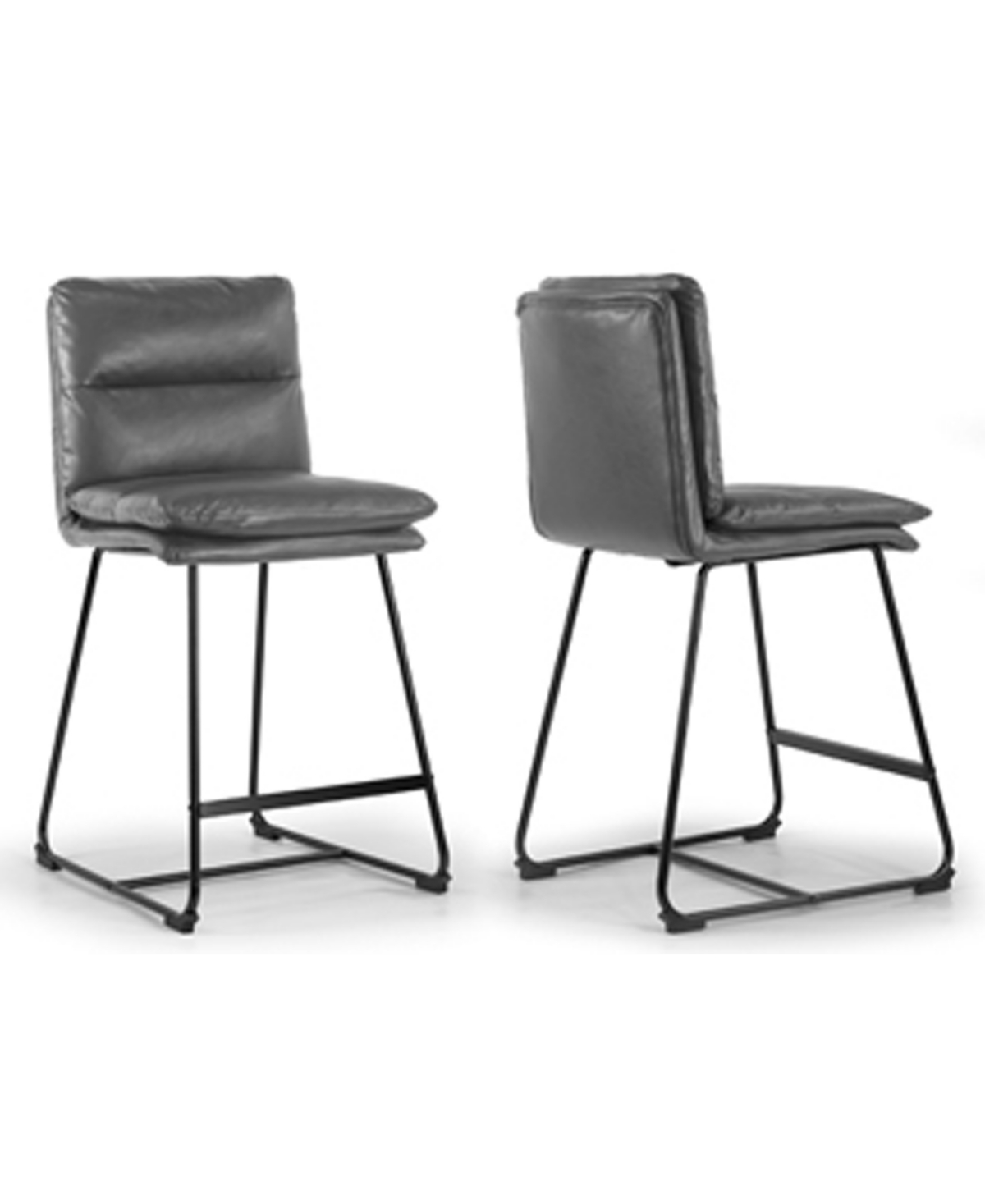 Shop Glamour Home 26.5" Aulani Iron, Polyester Counter Height Stool, Set Of 2 In Grey