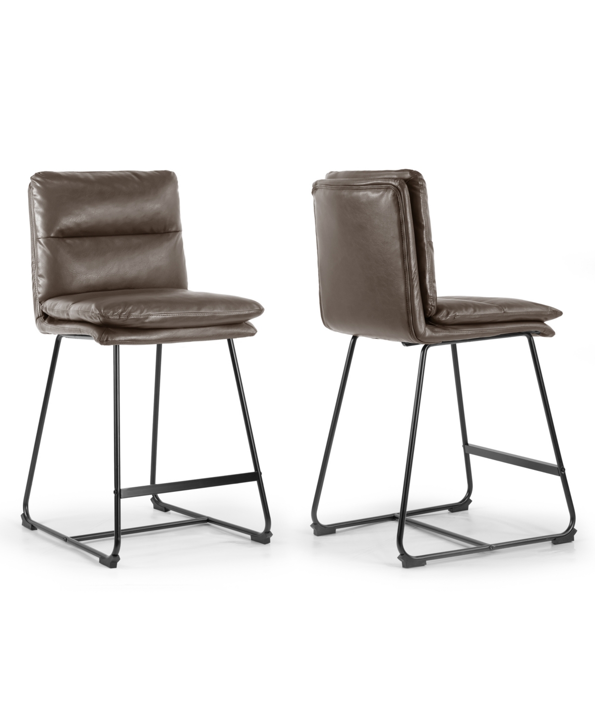 Glamour Home 26.5" Aulani Iron, Polyester Counter Height Stool, Set Of 2 In Brown