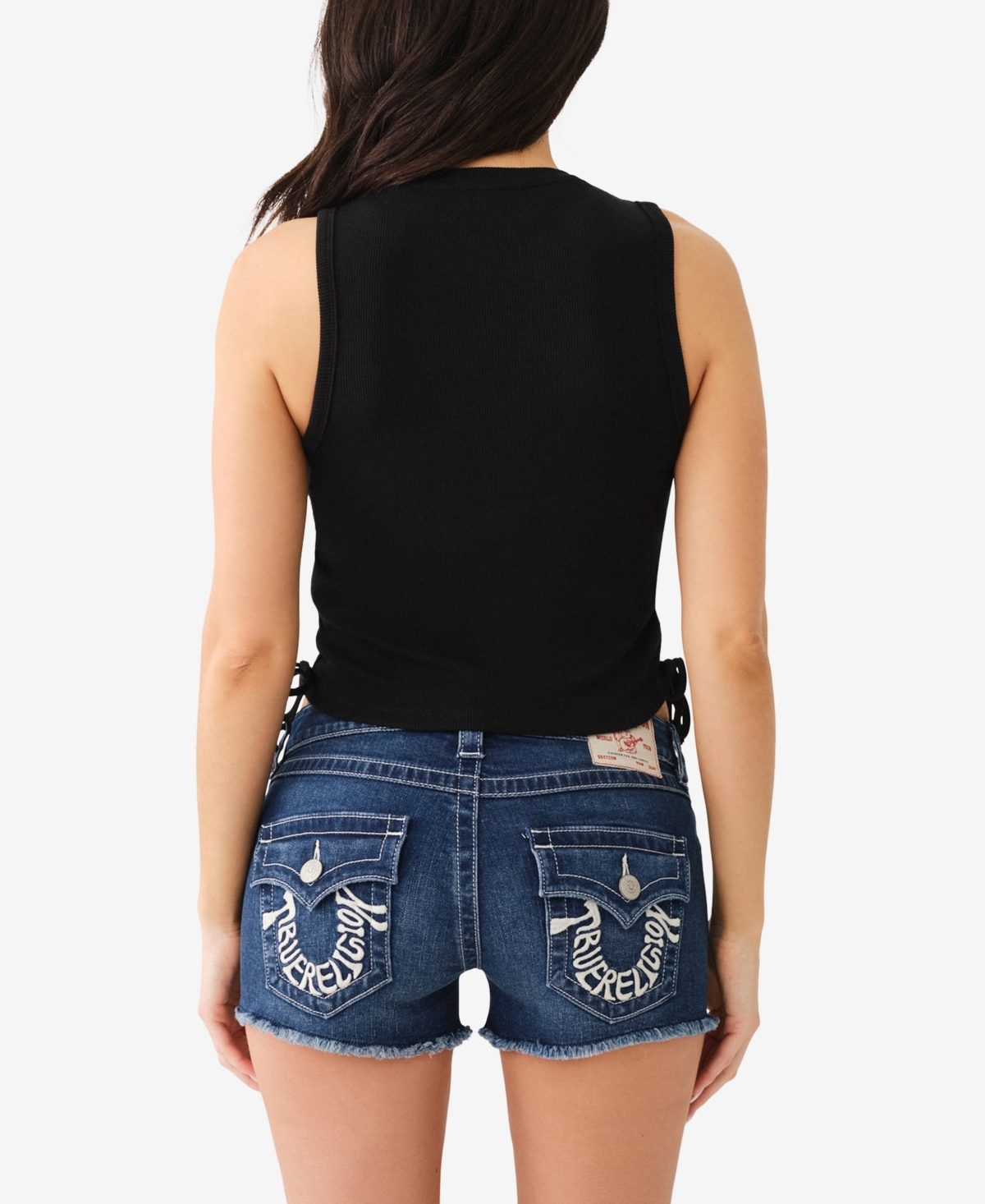 Shop True Religion Women's Embroidered Side Rouched Tank In Black