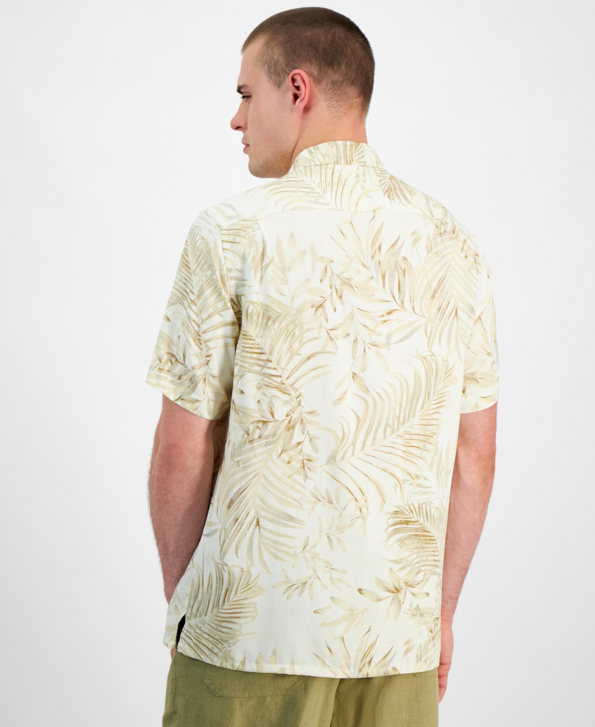 Club Room Men's Gado Leaf Regular-Fit Printed Button-Down Camp Shirt, Created for Macy's