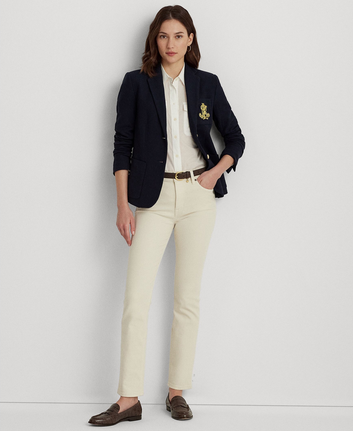 Ralph Lauren Petite Bullion Jacquard Blazer In Lauren Navy