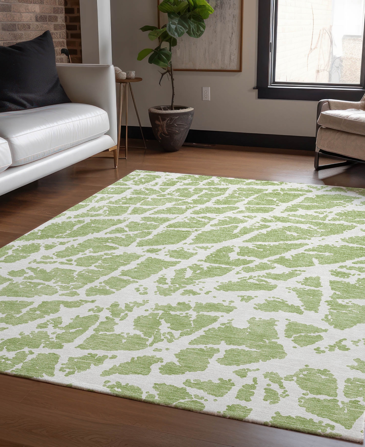 Addison Chantille Machine Washable Acn501 8'x10' Area Rug In Lime
