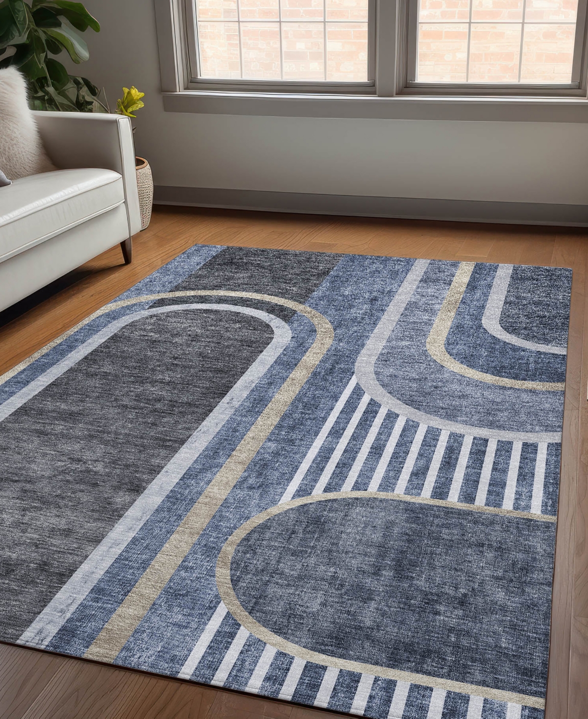 Addison Chantille Machine Washable Acn532 8'x10' Area Rug In Navy