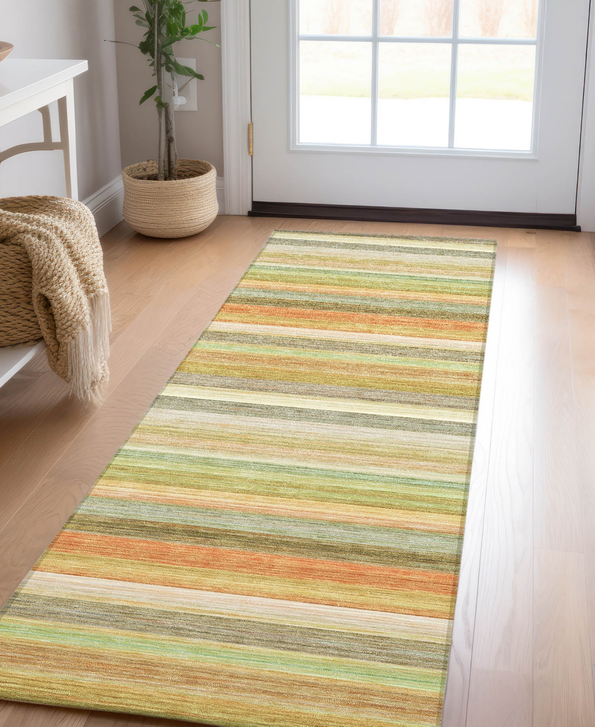 Addison Chantille Machine Washable Acn535 2'3x7'6 Runner Area Rug In Lime