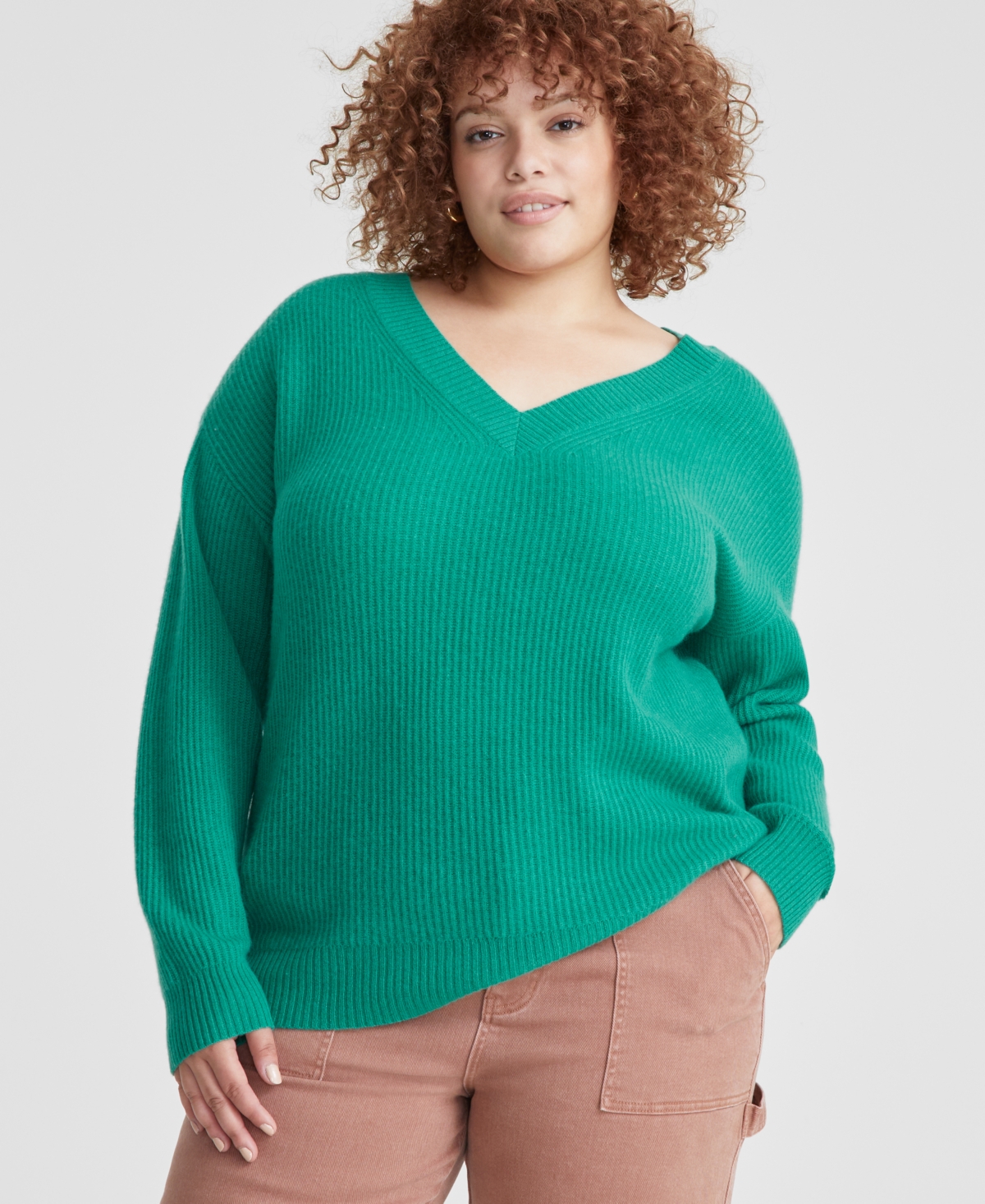 Charter Club Plus Size Cashmere Rib knit Relaxed shoulder Sweater Created For Macy s In Peacock Green ModeSens