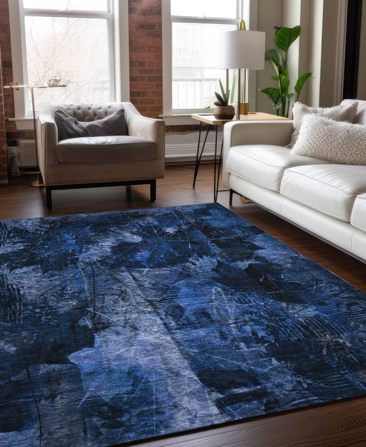 Addison Chantille Machine Washable Acn560 9'x12' Area Rug In Navy