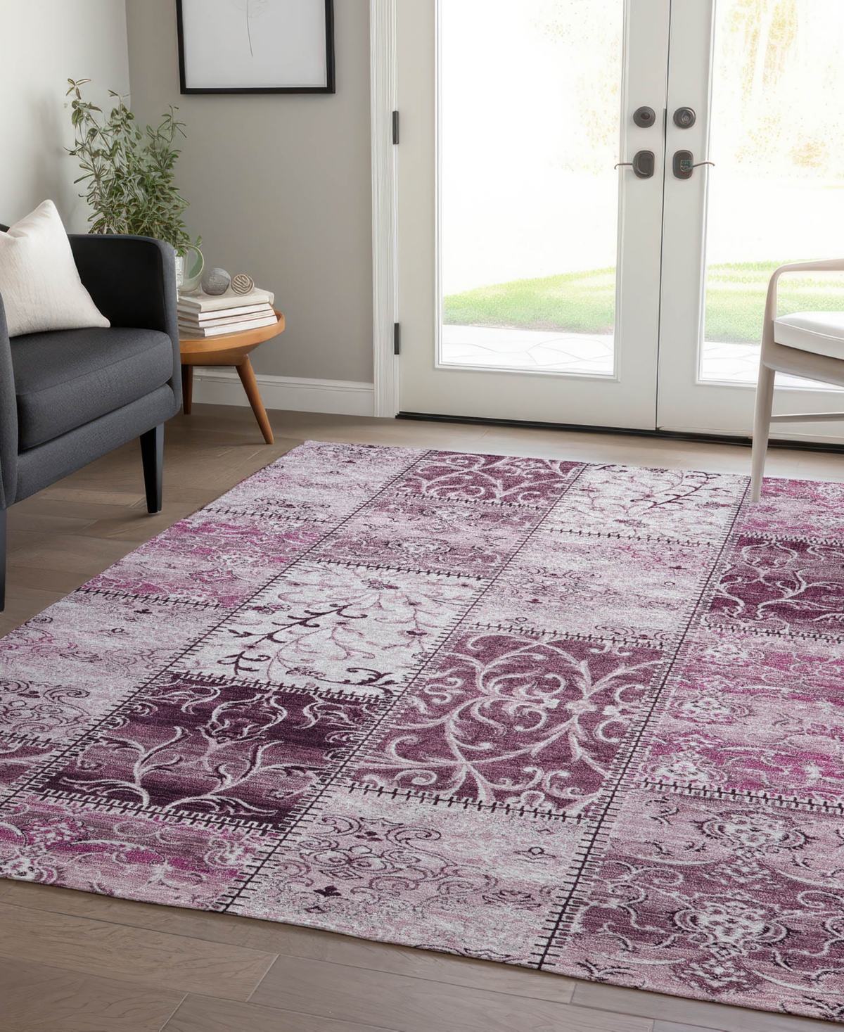 Addison Chantille Machine Washable Acn566 9'x12' Area Rug In Burgundy