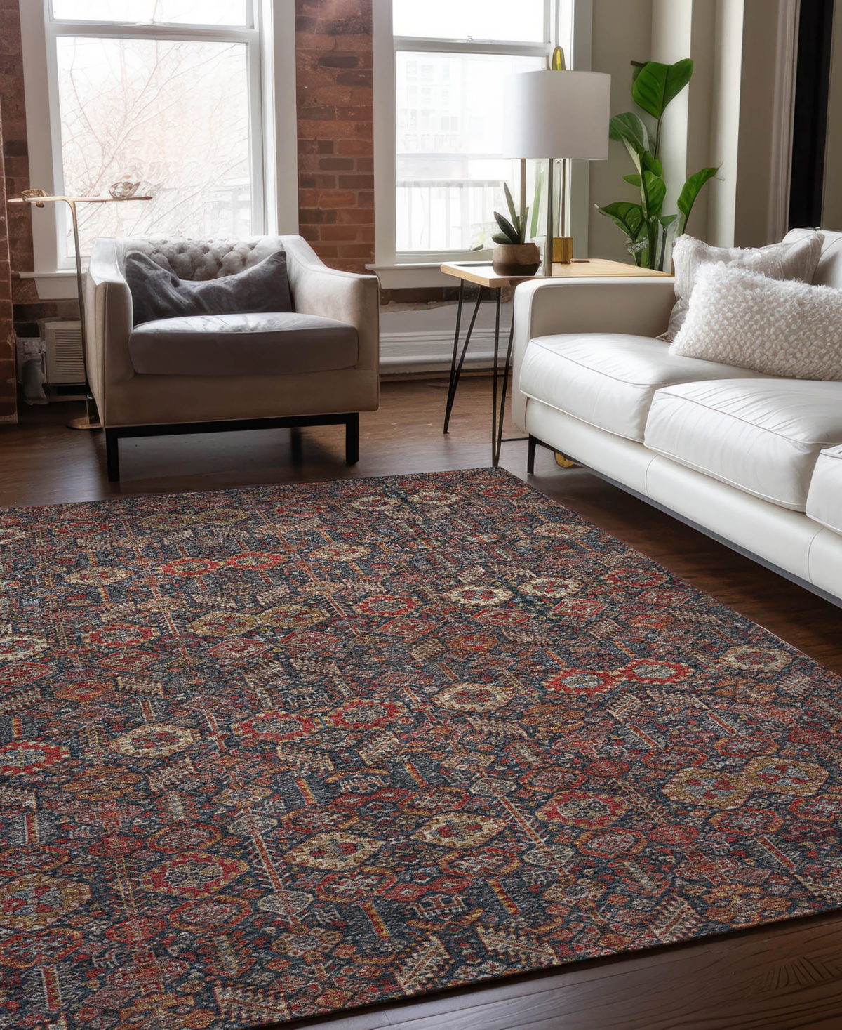 Addison Chantille Machine Washable Acn574 5'x7'6 Area Rug In Red