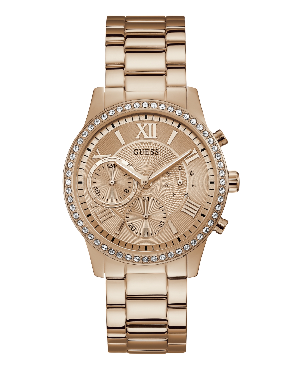 Guess Women's Multi-function Rose Gold Tone Stainless Steel Watch 40 Mm In Rose Gold