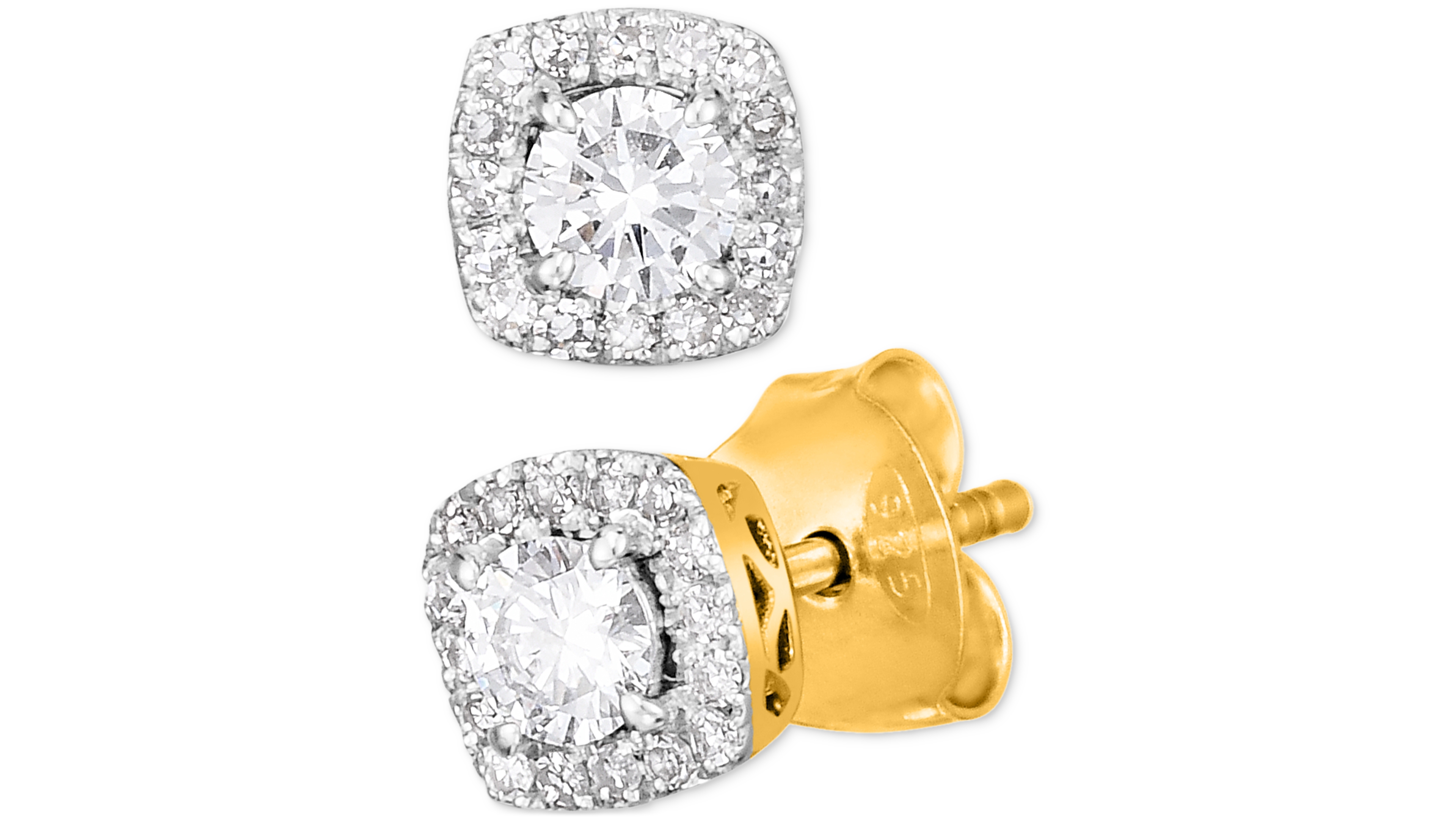 Lab-Created Diamond Halo Stud Earrings (1/2 ct. t.w.) Sterling Silver or 14K Gold-Plated