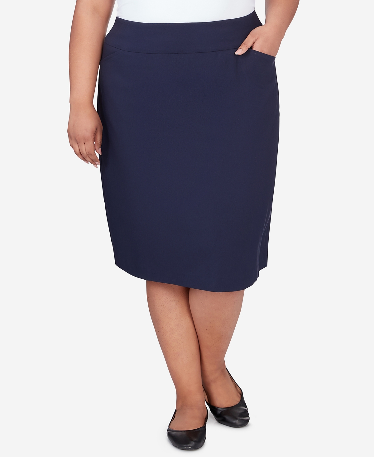 Alfred Dunner Plus Size Classic Stretch Waist Skirt