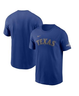 Nike Men's Royal Texas Rangers 2024 Gold Collection Wordmark T-Shirt ...