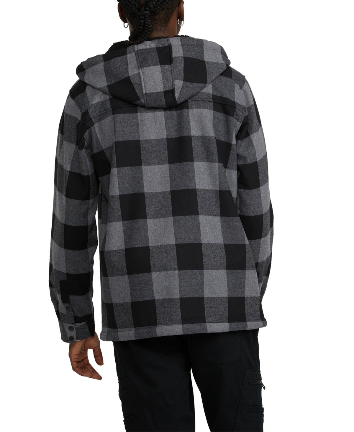 Shop Ecko Unltd Ecko Men's Buffed Up Sherpa Flannel Jacket In Black Marled
