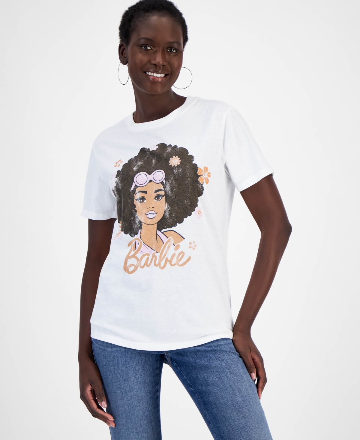 Juniors' Barbie Graphic Print T-Shirt - White