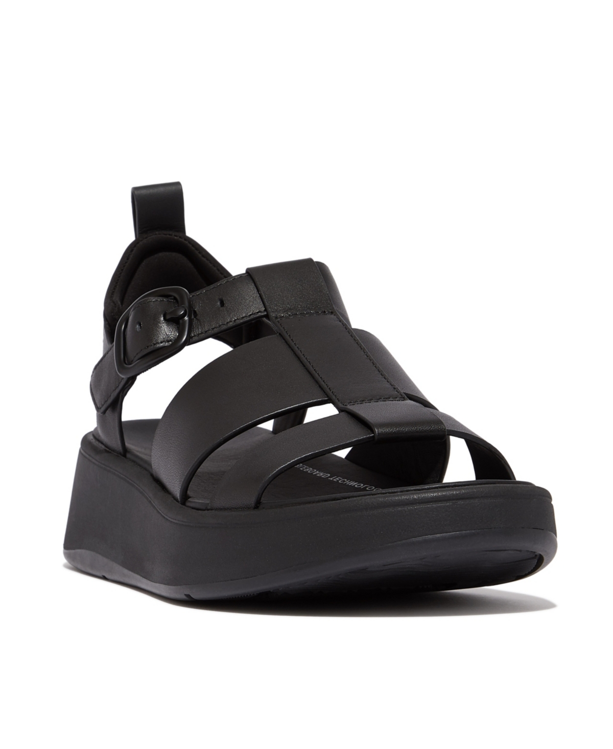 Women's F-Mode Leather Flatform Fisherman Sandals - Black