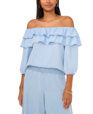 Sam & Jess - Petite Off-The-Shoulder Double-Ruffle Top