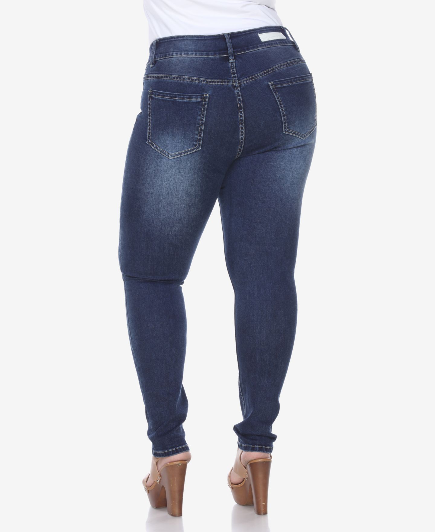 Женские джинсы White Mark Plus Size Super Stretch Denim, цвет: Тёмный синий — фото 2