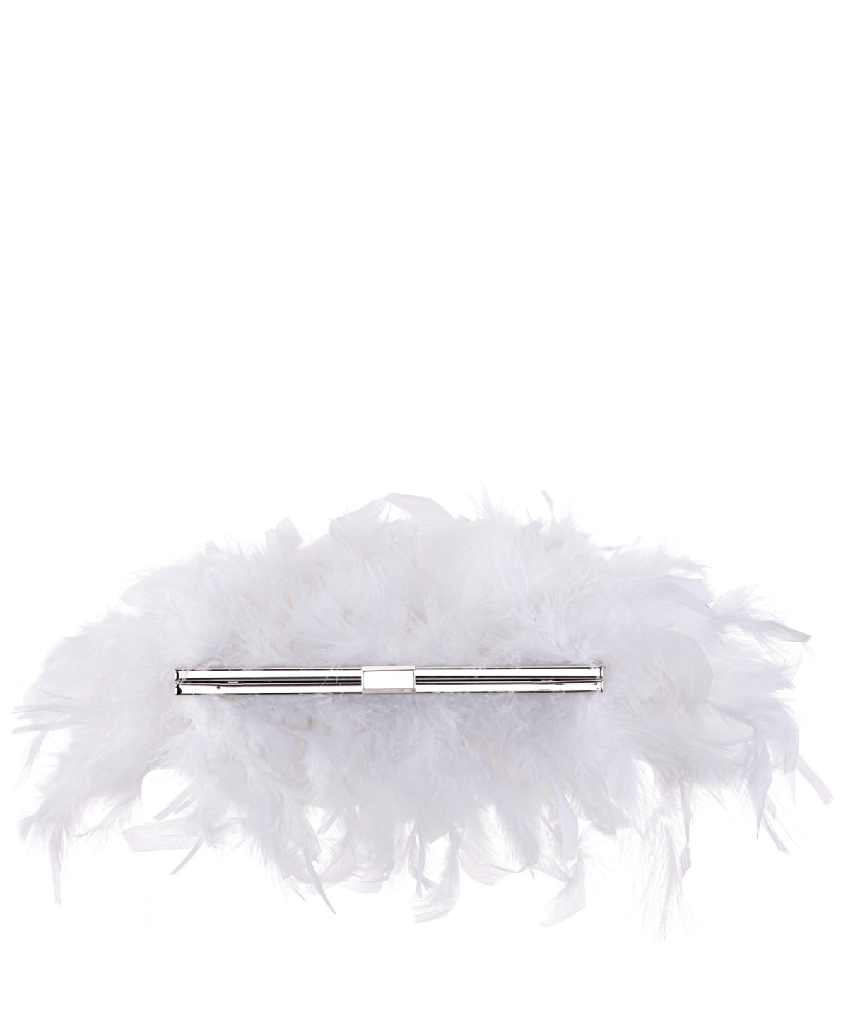 Shop Nina All Over Feather Frame Clutch In White