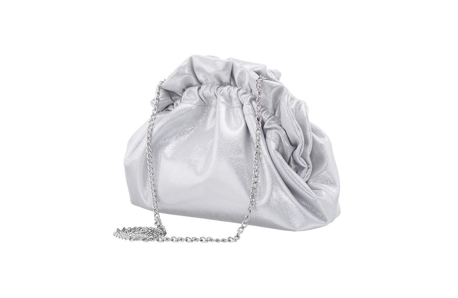 Metallic Gathered Crossbody Pouch Bag