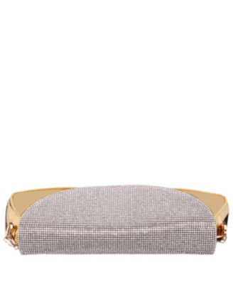 Crystal Flap Mirror Metallic Patent Clutch Bag