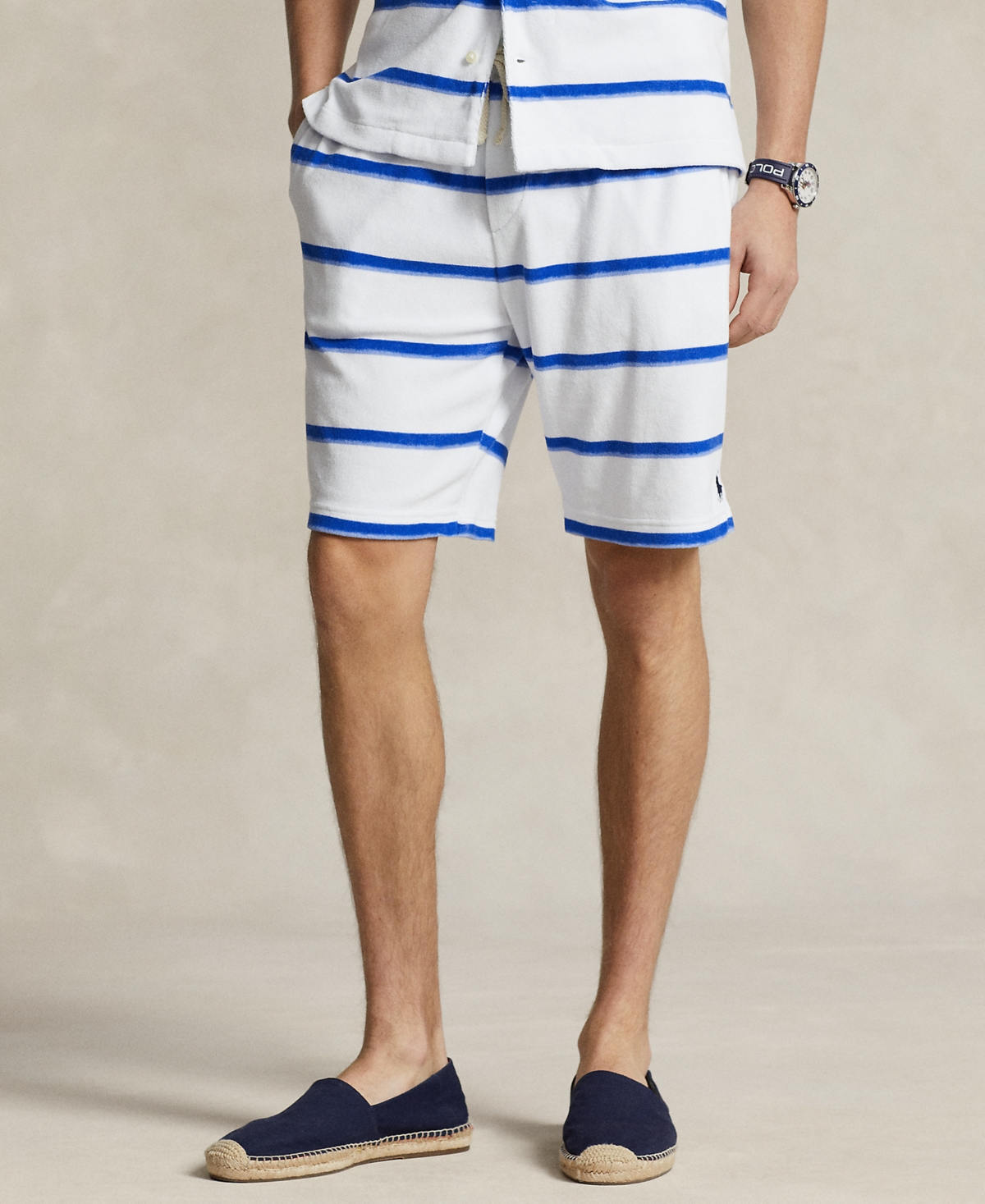 Shop Polo Ralph Lauren Men's Striped Athletic Shorts In Ombre Painted Stripes Blue