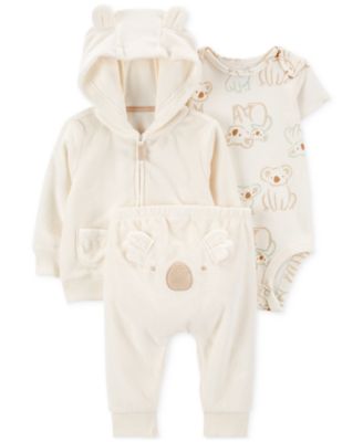 Carter s Baby Koala Little Hooded Jacket Bodysuit Pants 3 Piece Set Macy s