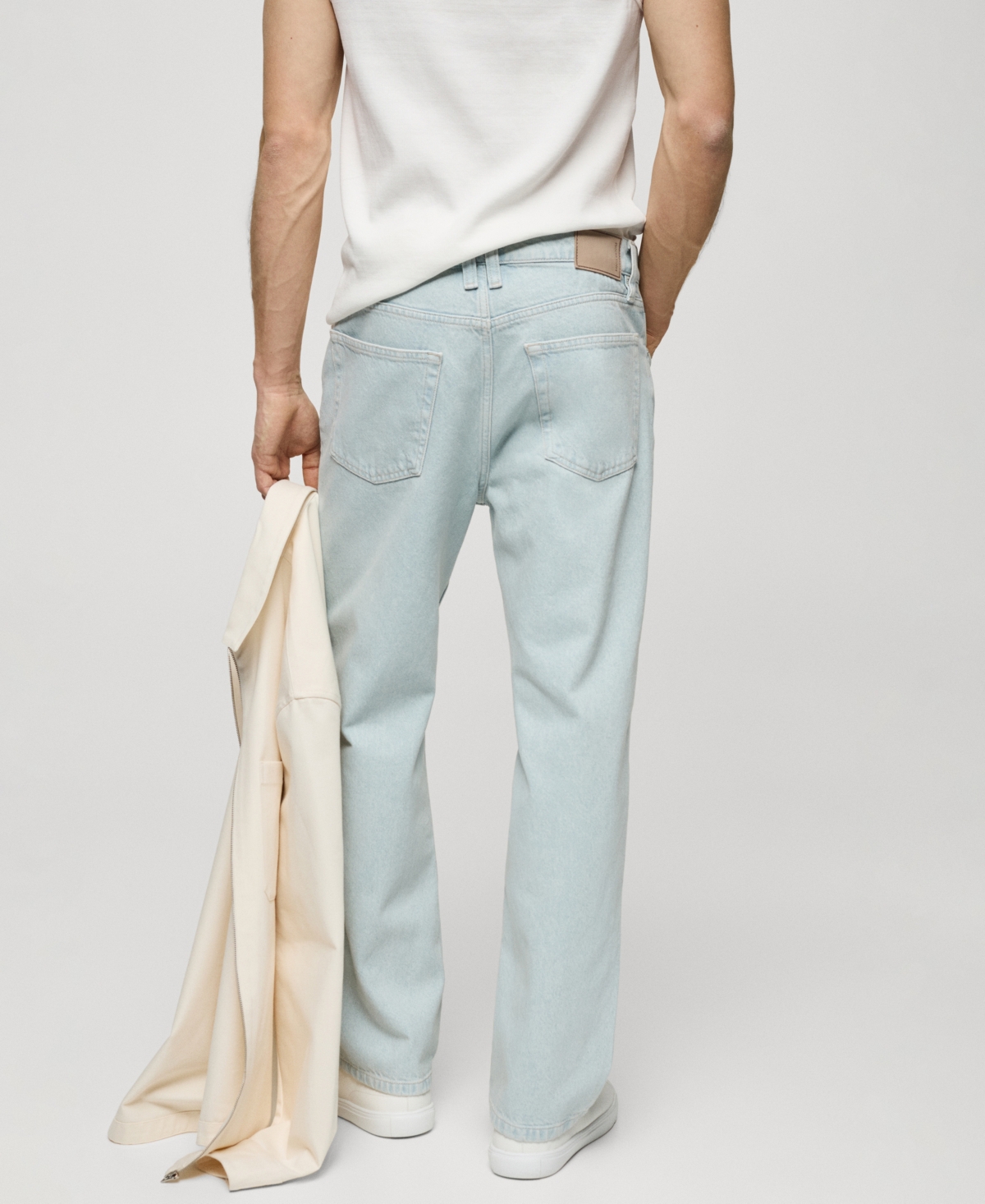 Shop Mango Men's Relaxed Fit Washed Effect Jeans In Bleach Blue