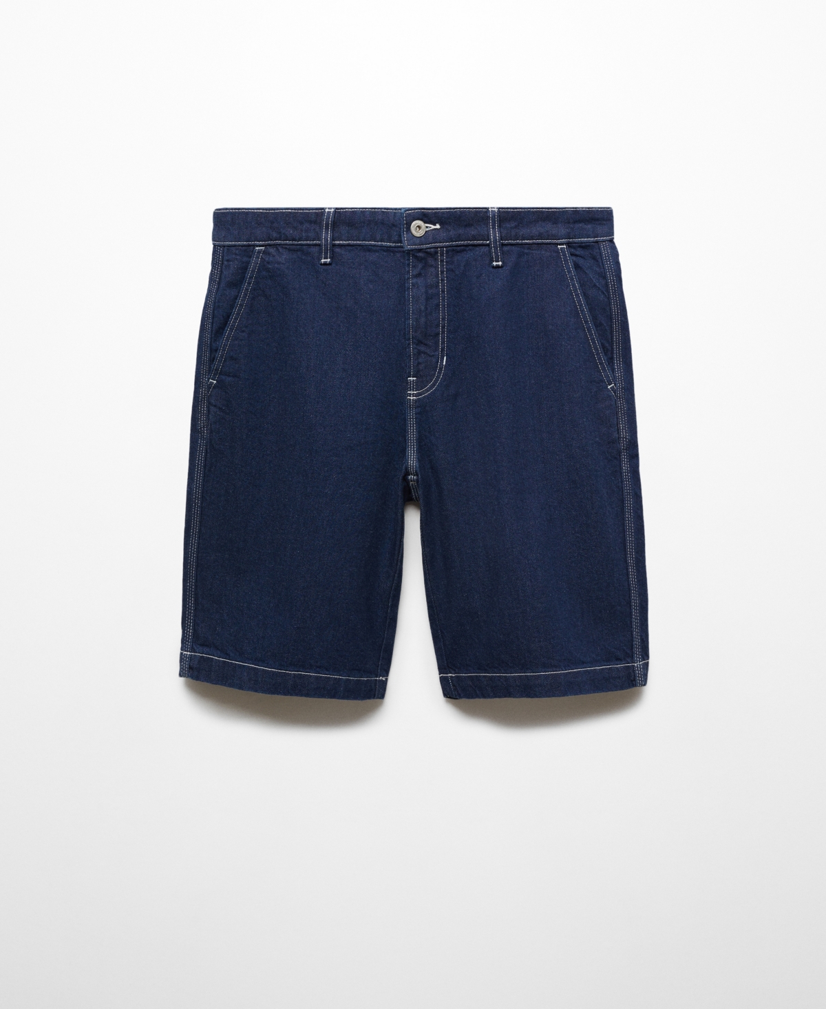 Shop Mango Men's Cotton Denim Bermuda Shorts In Open Blue