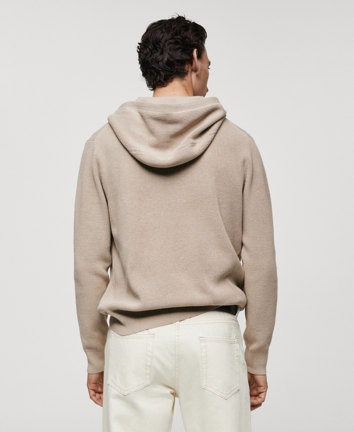 Shop Mango Men's Hooded Knit Sweatshirt In Light,pastel Grey