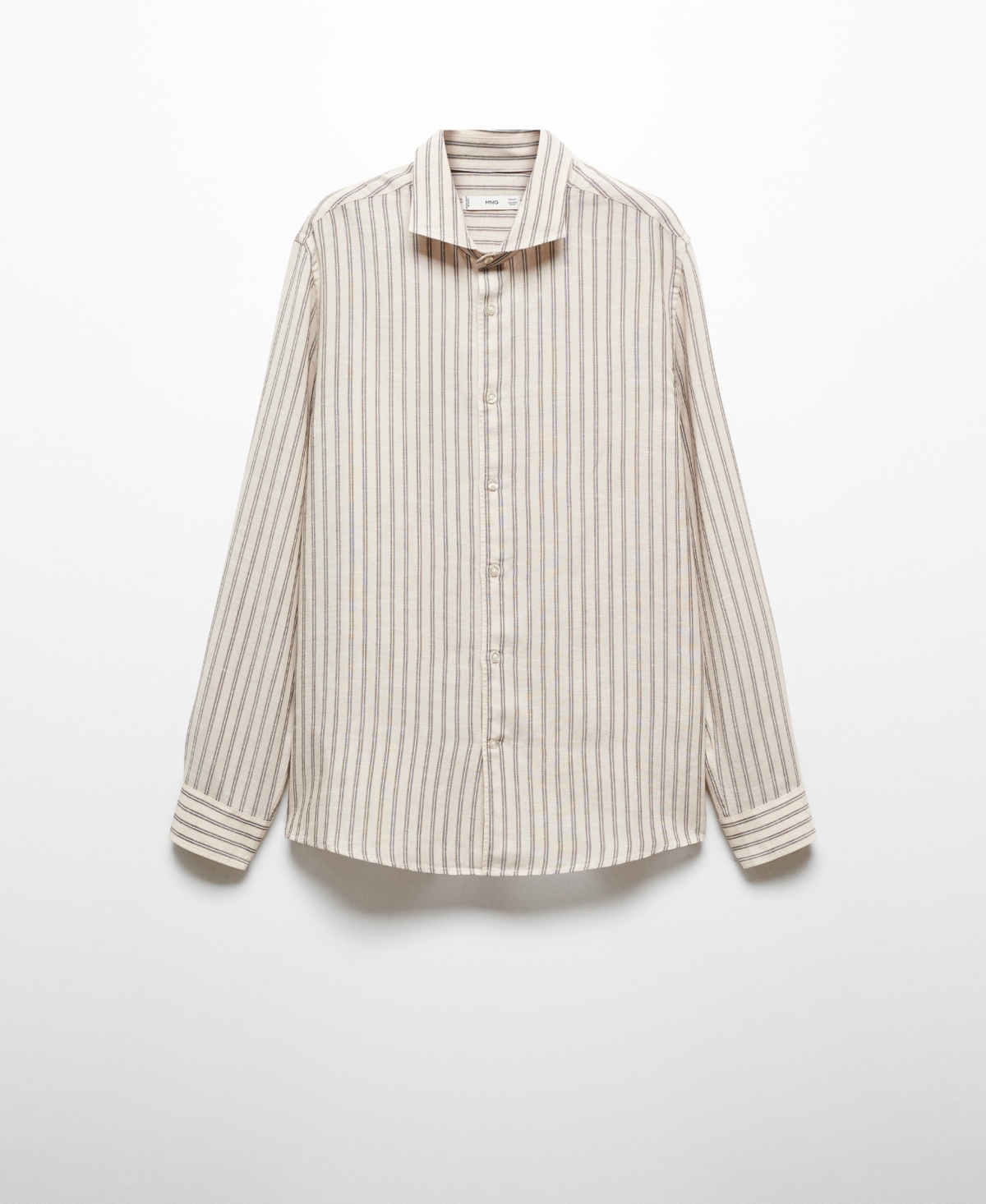 Mango Men's Regular-fit Striped Linen Shirt In Beige