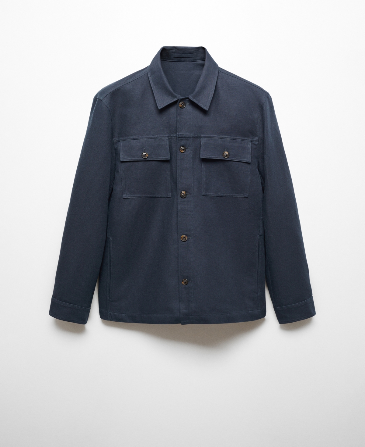 Shop Mango Men's Pocket Linen Cotton Jacket In Dark Navy