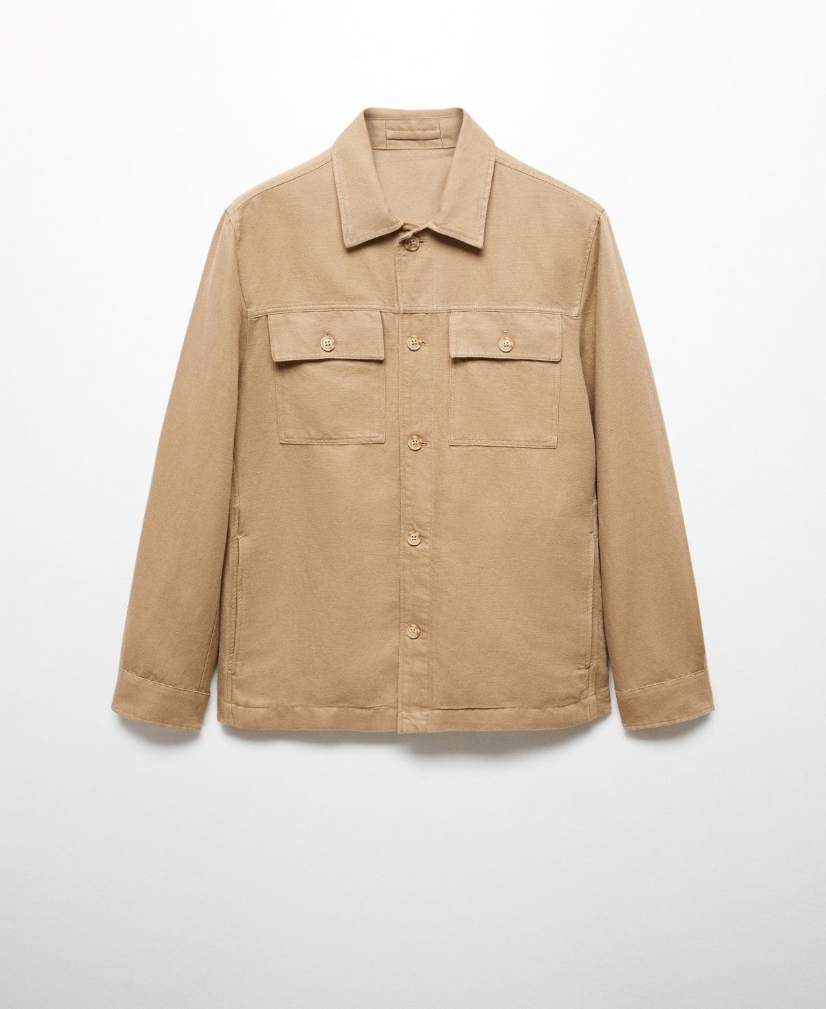 Shop Mango Men's Pocket Linen Cotton Jacket In Brown