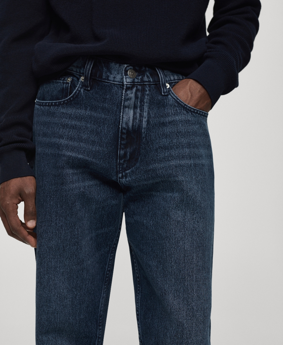Shop Mango Men's Bob Straight-fit Jeans In Deep Dark Blue